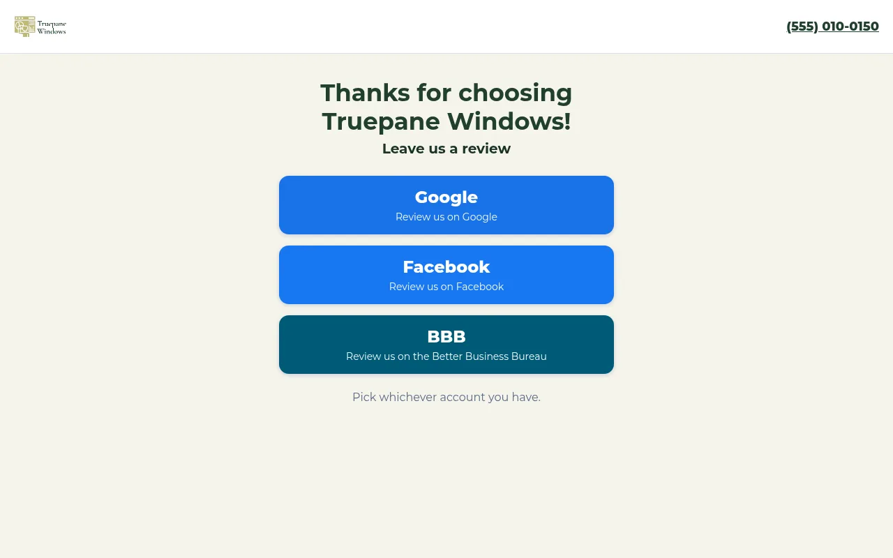 Windows: Marketing review page